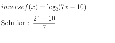 The inverse of f(x)=log_{2}(7x-10) is (2^x+10)/7